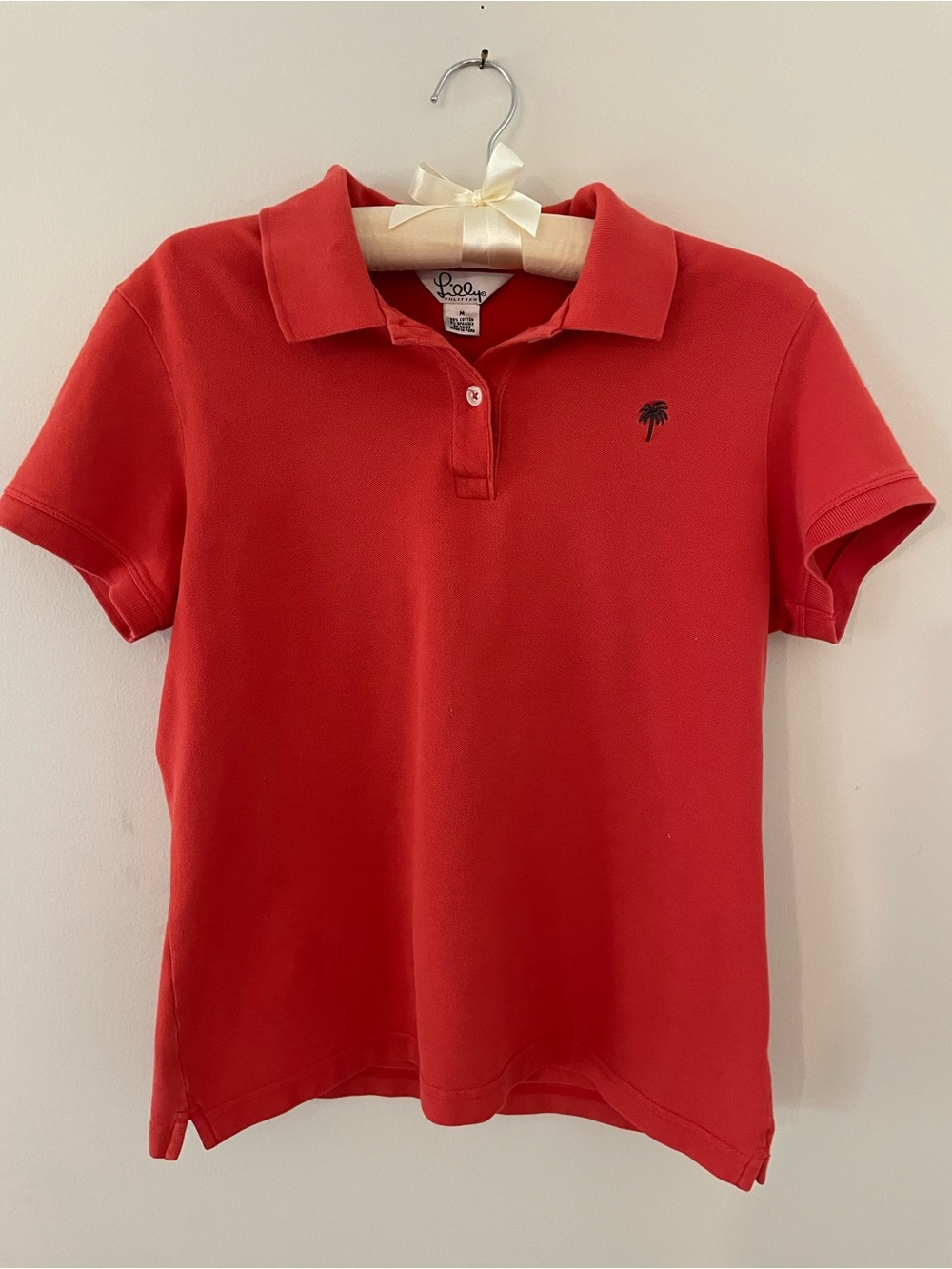 Lilly Pulitzer Coral-Red Women’s Polo with Palm Embroidery